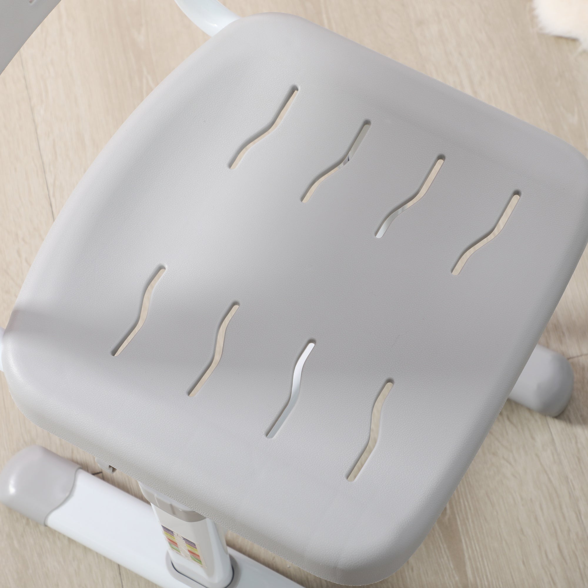 Kids Desk and Chair Set, Student Adjustable Writing Desk, with Drawer, Pen Slot, Hook - Grey