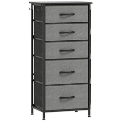 Chest of Five Fabric Drawers - Charcoal Grey