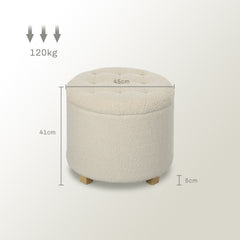 40.5L Teddy Fleece Storage Ottoman - Cream White