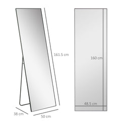 Full Length Dressing Mirror, Floor Standing or Wall Hanging, Aluminium Alloy Framed Full Body Mirror for Bedroom, Living Room, 50 x 161.5cm, Black
