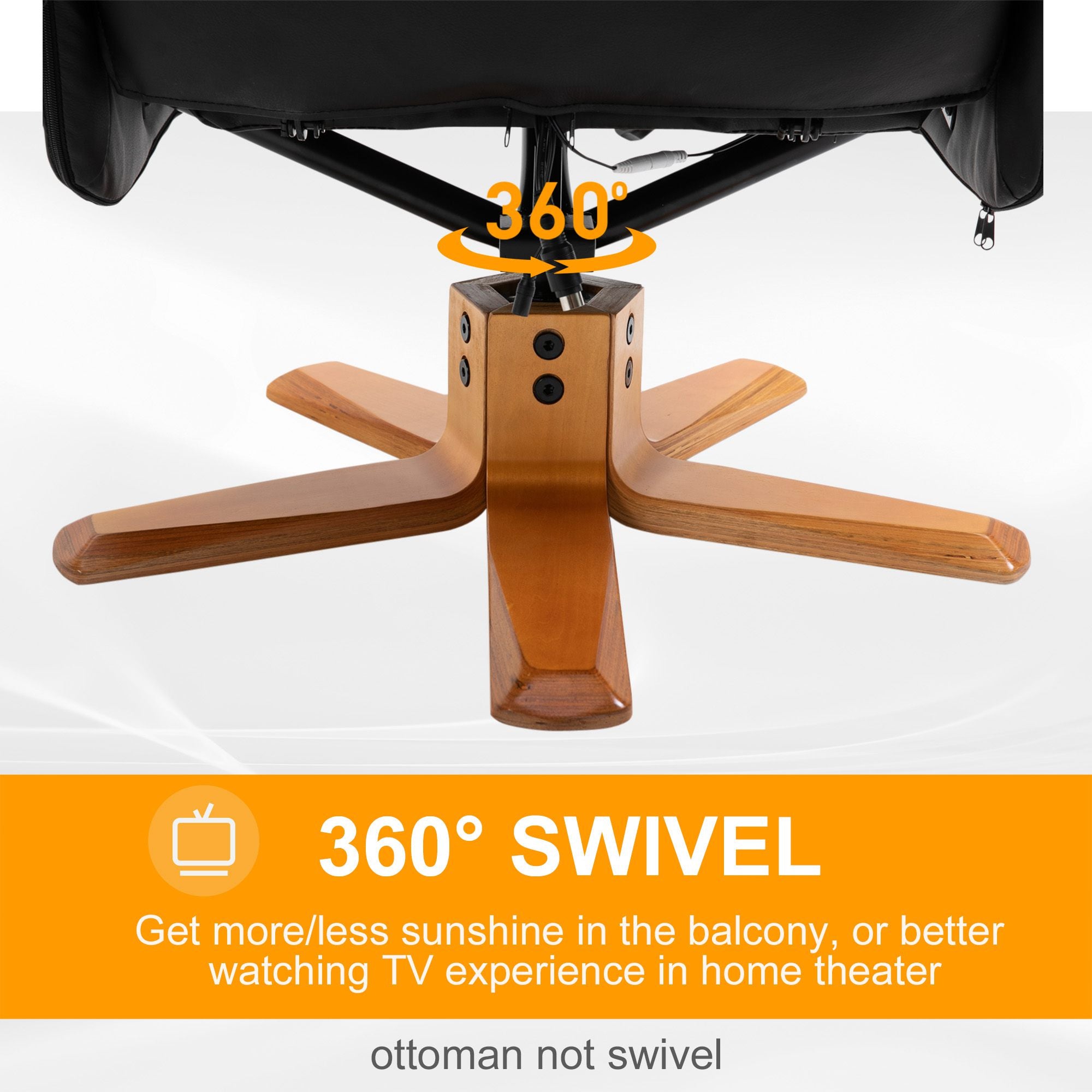 10-Point Massage Sofa Armchair Chair PU Leather W/ Footrest Stool Heat Recliner Black