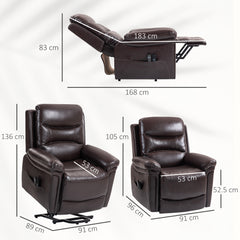 Fynco - Power Lift Recliner Chair with Vibration Massage, Heat, USB - Brown