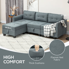 L' Shape Modular Sofa, with Storage - Dark Grey
