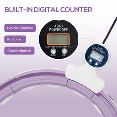 SPORTNOW Smart Weighted Hula Hoop, Massage Hula Ring w/ 16 Detachable Knots, 360° Auto-Rotating Ball, Digital Counter, Purple