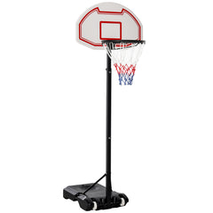 Basketball Hoop Outdoor, Portable Basketball Hoop and Stand with Weighted Base, Portable on Wheels, 1.55-2.1m, for Teens, Juniors, Adults, White
