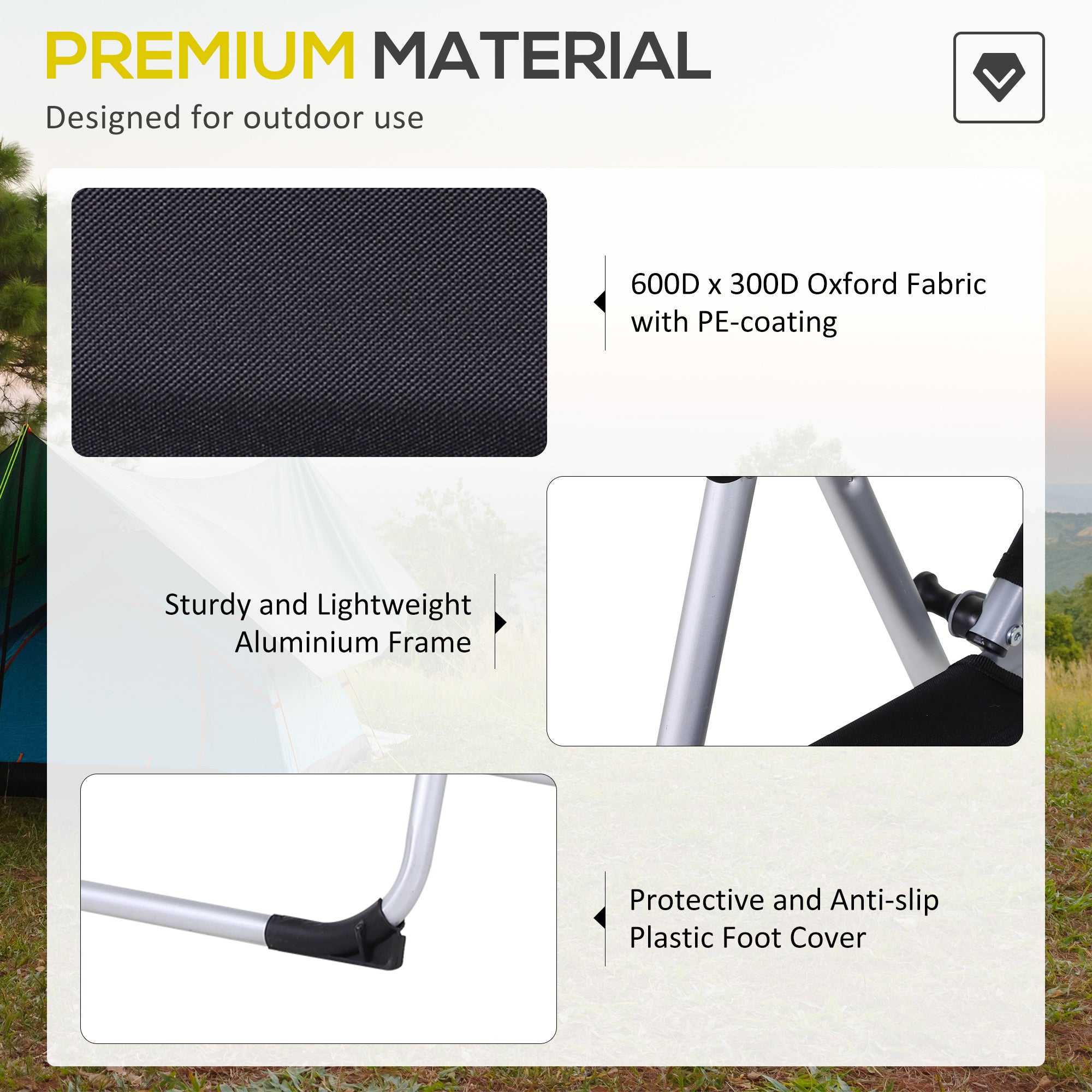 3 Piece Folding Camping Table and Chairs Set, Backpacking Chairs with Portable Table