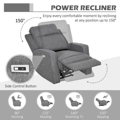 150° Electric Reclining Chair, with USB port and Footrest - Charcoal Grey
