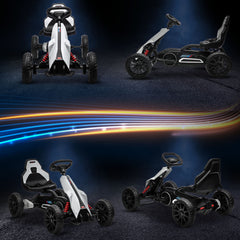 12V Electric Go-Kart for Kids, Ride-On Racing Go-Kart, with Forward and Reversing Functions, for Ages 3-8 Years - White