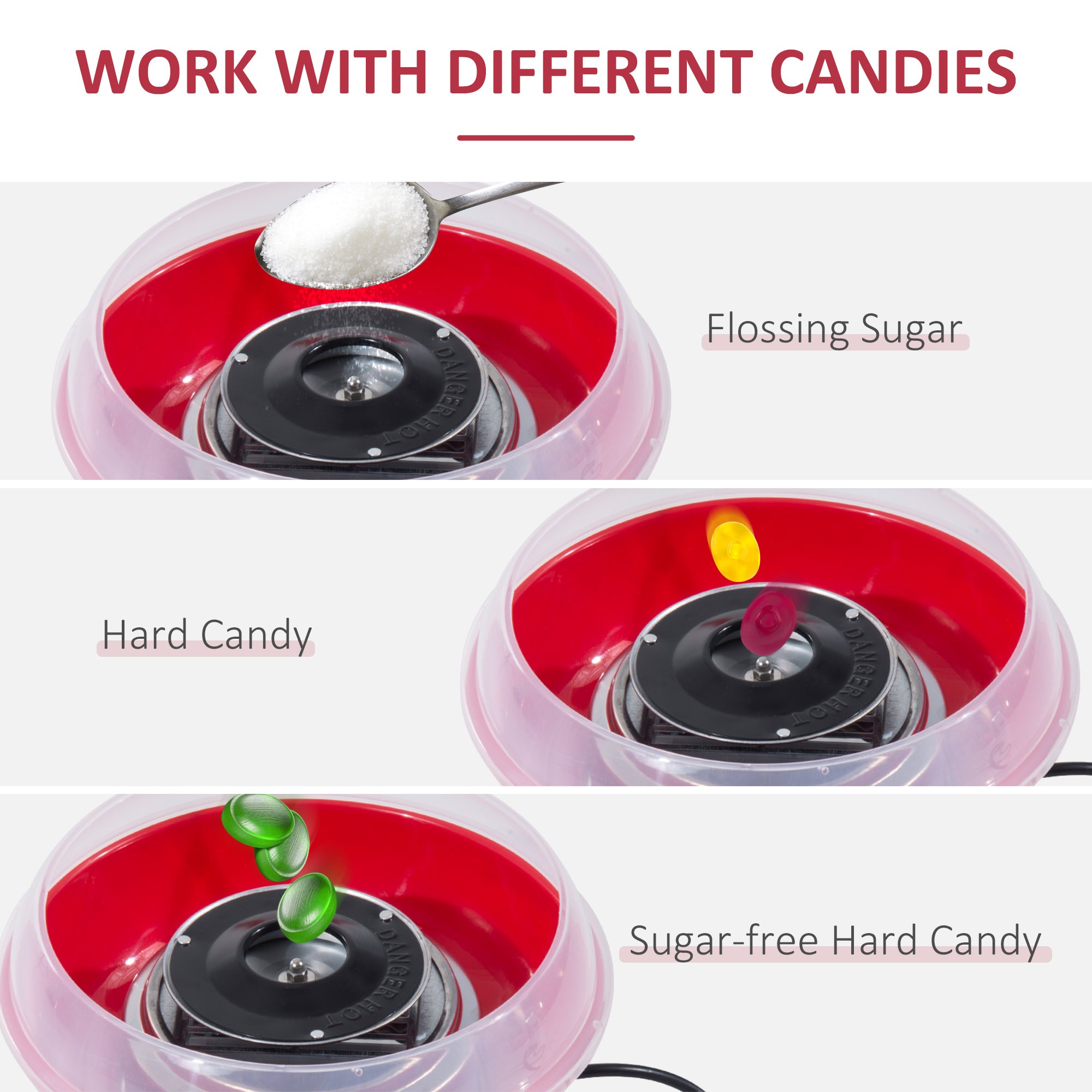 Candy Floss Machine Electric Cotton Candy Maker Gadgetry 450W (Red)