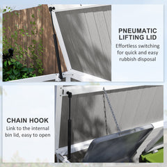 4.7 x 2.5FT Garden Shed, Double Bin Storage Shed with Lockable Doors, Outdoor Small Shed with Openable Lid for 2 Trash Cans, Garden Tools, Grey