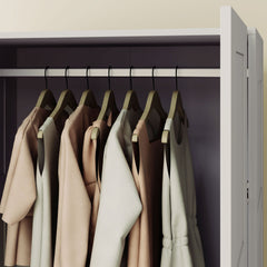 Double Paneled Door Wardrobe, with Shelves - Grey