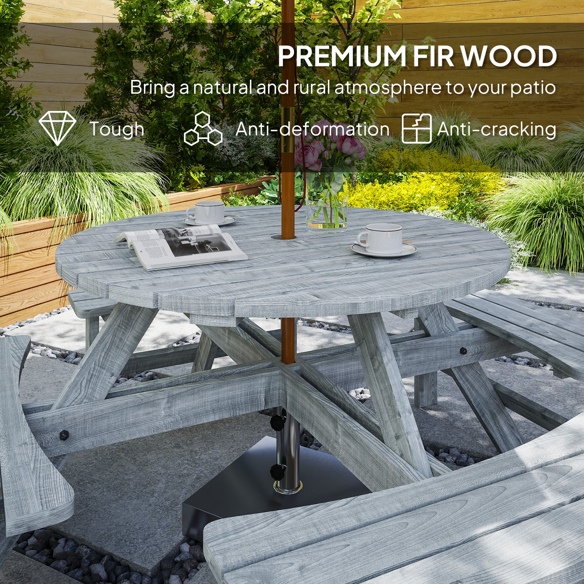 8-Seater Wooden Picnic Set-Fir Wood