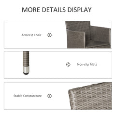 Set of Four Rattan Armchairs, with Cushions - Grey