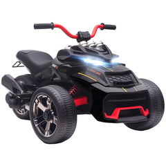 AIYAPLAY 12V Kids Electric Ride On Car with 3 Wheeler, MP3 Player, Horn, 2 Speeds, LED Lights for Boys & Girls Ages 3-8, Black
