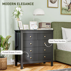 Elegant Chest of Five Drawers - Black