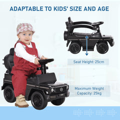 3 in 1 Kids Children Ride on Push Car Toddler Sliding Car G350 Licensed Walker Foot to Floor Slider Push-Along with Horn Steering Wheel NO POWER Manual, Black