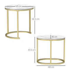 Marble-Effect Nest of Tables - Gold Tone/White
