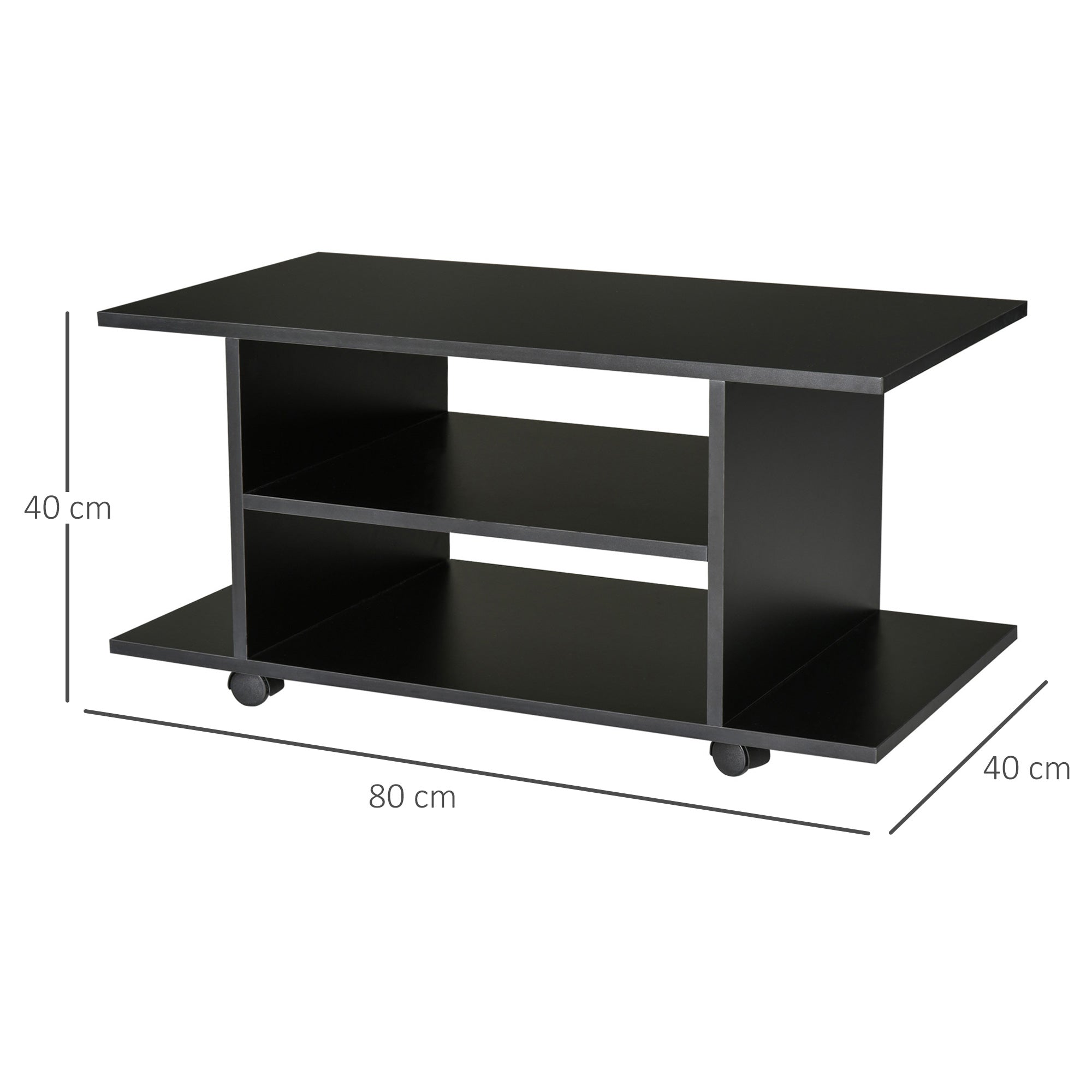 Modern TV Cabinet Stand Storage Shelves Table Mobile Bedroom Furniture Bookshelf Bookcase Black