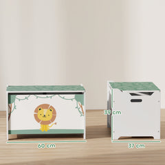 AIYAPLAY Toy Box with Lid, Safety Hinges and Groove Handles, Toy Storage organiser for Kids, Living Room, Playroom, Green