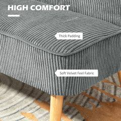Fynco - Modern Corduroy Double Seat Sofa w/ Wood Frame Foam Padding High Back Soft Comfortable Compact Couch Grey