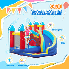 Fynco - Kids Bouncy Castle, with Slide, Pool, Trampoline, Climbing Wall, Blower