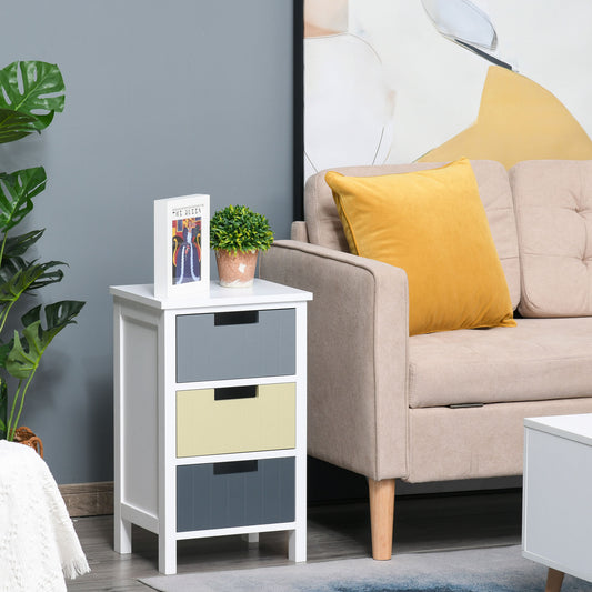 3 Drawer Storage Tower, Dresser Chest with Wood Top, Organiser Unit for Closets Bedroom Nursery Room Hallway