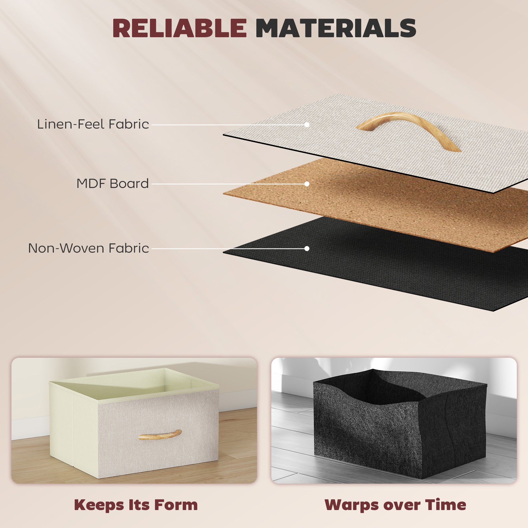 Chest of Ten Fabric Drawers - Beige