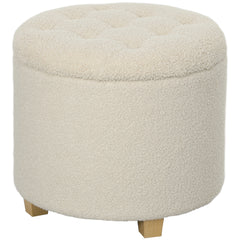 40.5L Teddy Fleece Storage Ottoman - Cream White