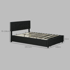 Fynco - Double Ottoman Bed Frame, with Front Drawer - Black
