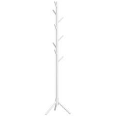Eight-Hook Wooden Coat Rack - White