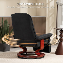 Fynco - Reclining Swivel Chair, with Footrest - Black