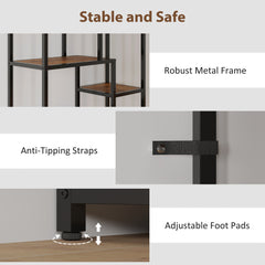 Fynco - Seven-Tier Geometric Bookcase - Brown/Black