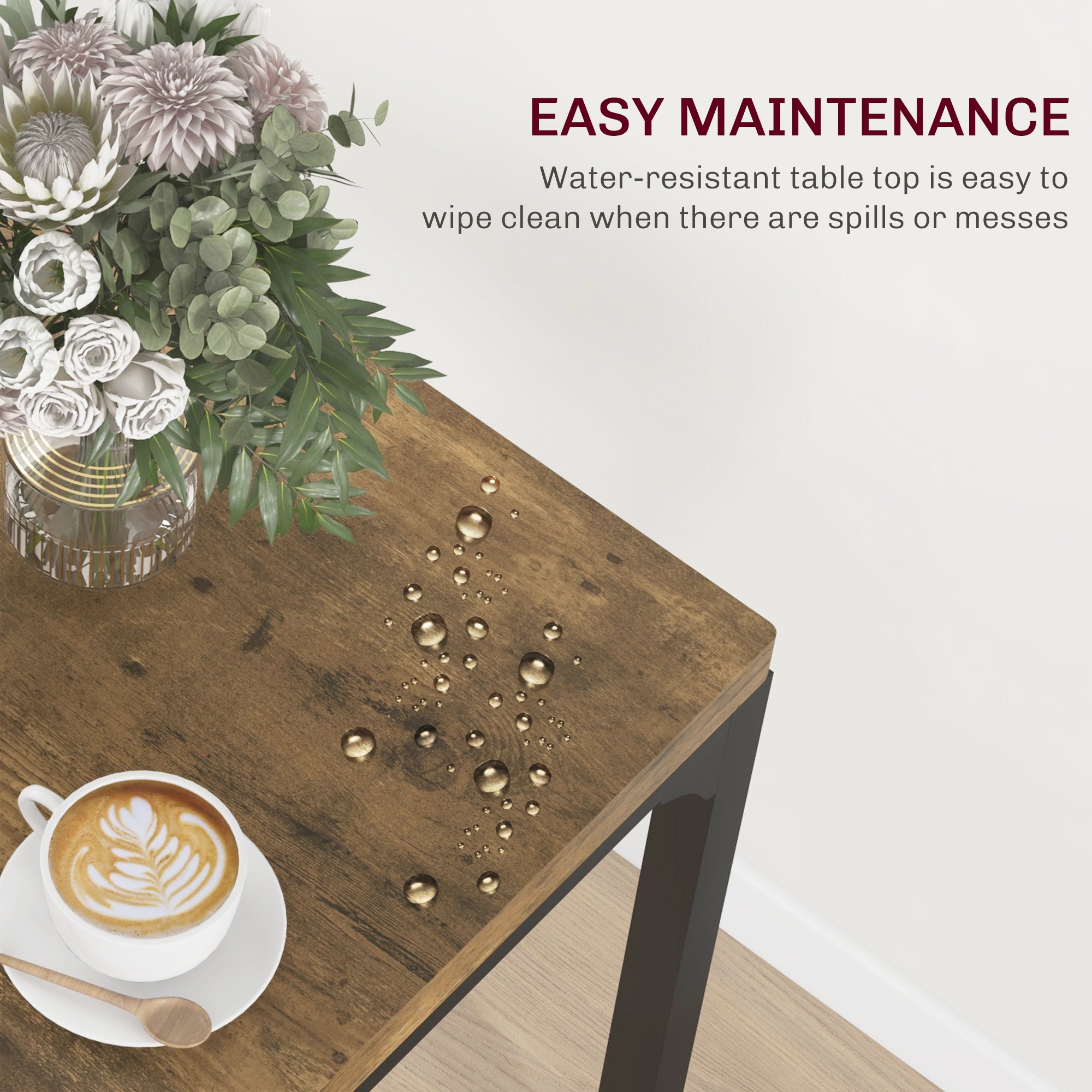 Three-Piece Minimal and Compact Dining Set, Rustic Brown