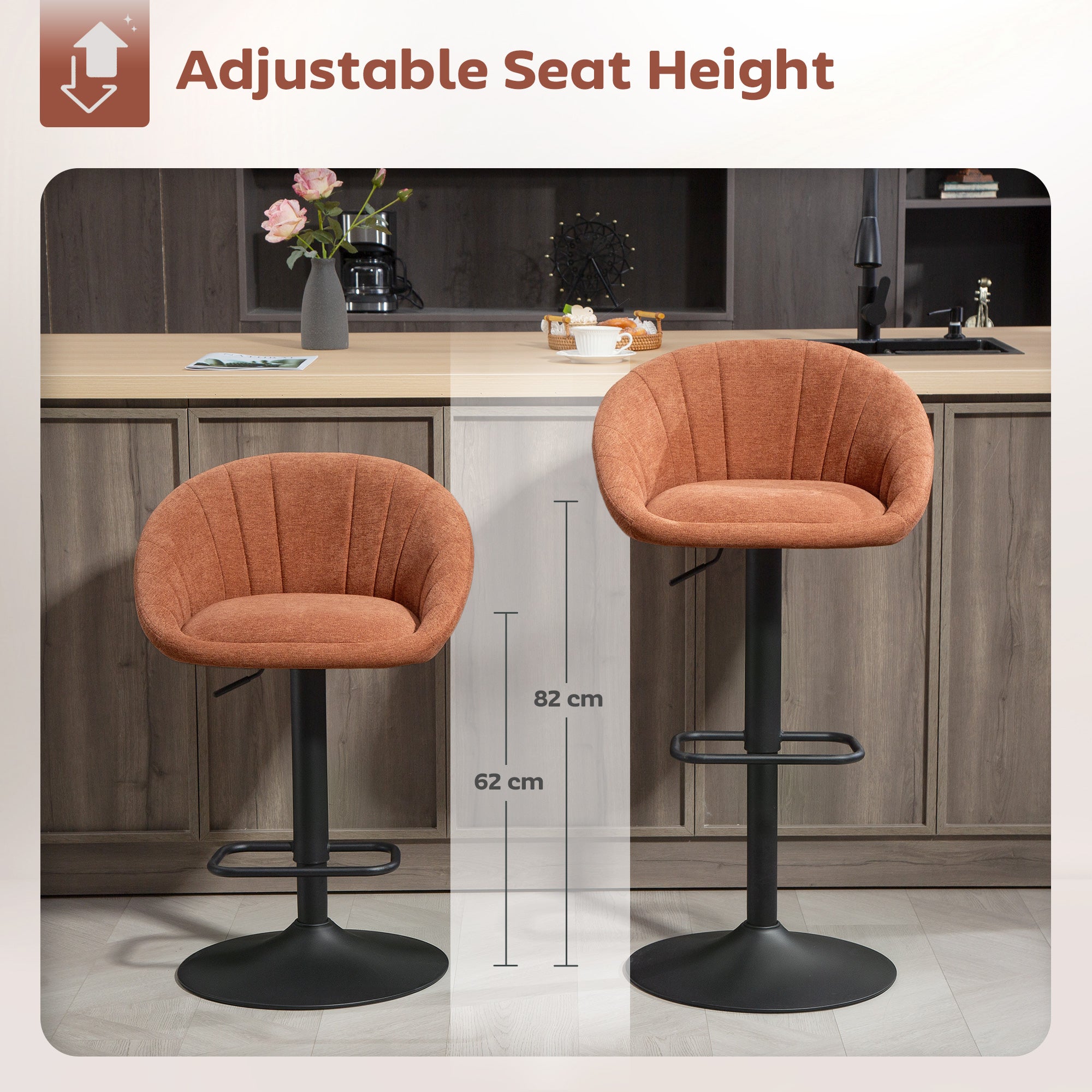 Fynco - Set of Two Relaxed Tub Bar Stools - Orange
