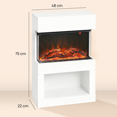 Fynco - Electric Fireplace with 3D Flame Effect, 6 Colours & 3 Brightness Levels, 1000W/2000W White Electric Fire and Mantel Reach up to 30㎡ Space with Remote & Timer, 3 Sided View for Living Room