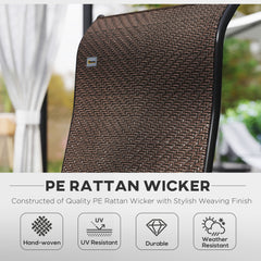 Set of Four Folding Garden Chairs, with Seven-Position Adjustable Backs, Dark Brown