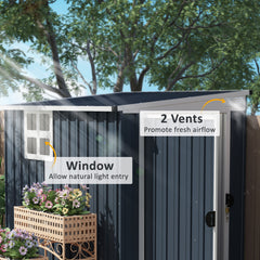 Fynco - 4 x 6ft Garden Metal Shed, Outdoor Storage Shed with Window, 2 Vents and Lockable Door for Garden, Patio, Dark Grey