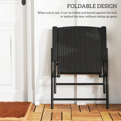 Set of Two Folding Rattan Seat Chairs - Black