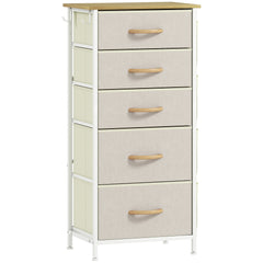Chest of Five Fabric Drawers - Beige