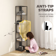 Fynco - 5-Tier Bookshelf with Steel Frame - Grey