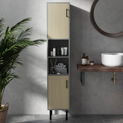 kleankin Bathroom Furniture Set with Doors, Tall Bathroom Cabinet with Adjustable Shelves, Under Sink Cabinet, Grey
