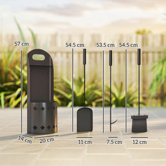 Fynco - 4 Pieces Fireplace Companion Set, Metal Fireplace Accessories Fireside Companion Set with Broom, Shovel, Poker, Bucket, Black