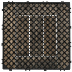 27 Pcs Wooden Interlocking Decking Tiles, 30 x 30 cm Outdoor Flooring Tiles, 2.5㎡ per Pack, for Patio, Balcony, Terrace, Hot Tub, Charcoal Grey