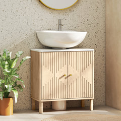 Fynco - Under Sink Bathroom Cabinet for Basin without or with Pedestal - Oak