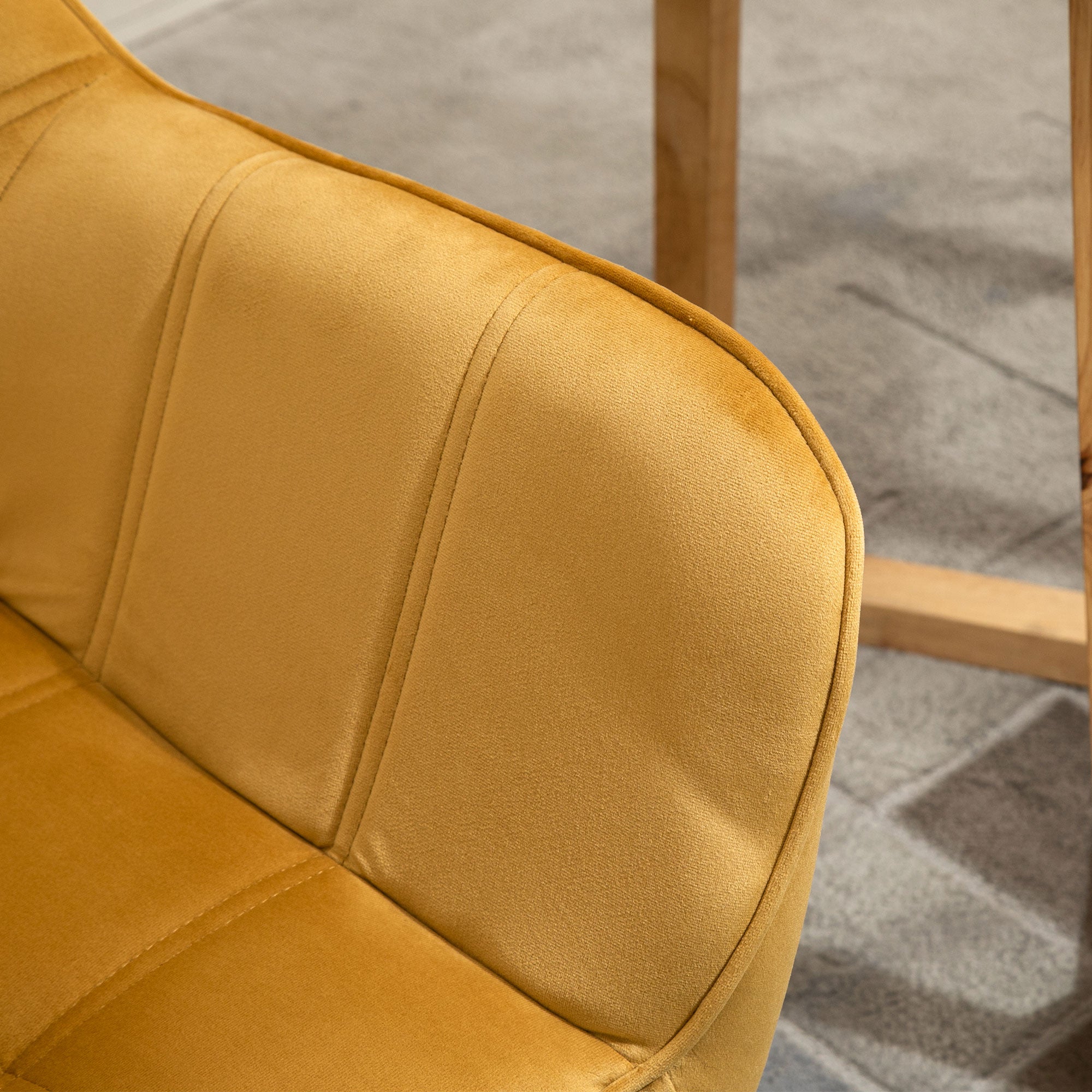 Armchair Accent Chair, Vanity Chair with Wide Arms, Slanted Back, Padding, Metal Frame, Wooden Legs, Home Bedroom Furniture Seating, Set of 2, Yellow