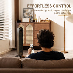 Fynco - 2000W Ceramic Electric Heater with Fan, Timer, Oscillation - Black