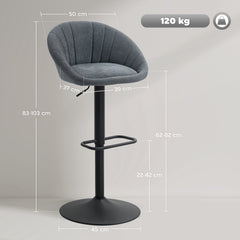 Fynco - Set of Two Relaxed Tub Bar Stools - Dark Grey