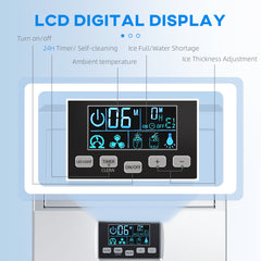 Commercial Ice Maker Machine, Freestanding Industrial Ice Cube Maker with Digital Control, Ice Scoop, Self-cleaning, 4kg Ice Storage, 30kg/24 Hours for Home, Office, Bar, Restaurant