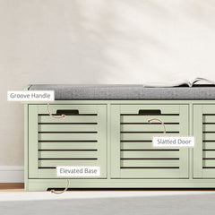 Fynco - 3-Drawer Shoe Storage Bench - Green