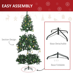 1.8m 6ft Pre-Lit Artificial Christmas Tree 200 LED Xmas Tree Holiday Décor with Decorative Balls Ornament Metal Stand